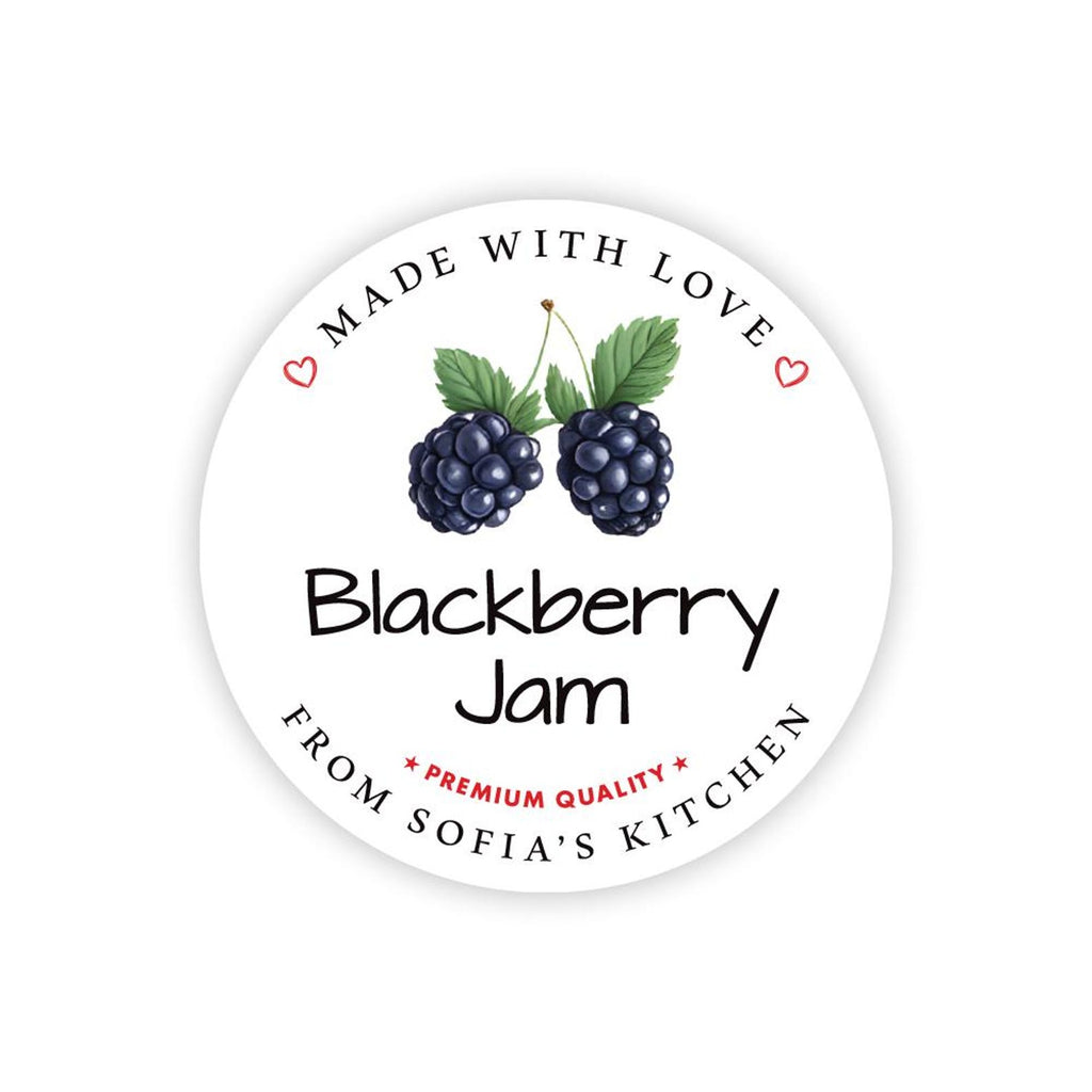 Personalized Blackberry Jam Roll Labels, Custom Blackberry Jam Product Stickers, Business Jam Labels for Jars, Canning, Lid Stickers
