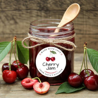Personalized Cherry Jam Roll Labels, Custom Cherry Jam Product Stickers, Business Cherry Jam Labels for Jars, Canning, Lid Stickers