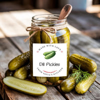 Personalized Dill Pickle Roll Labels, Custom Pickle Product Stickers, Business Dill Pickle Labels for Jars, Pickle Canning, Lid Stickers