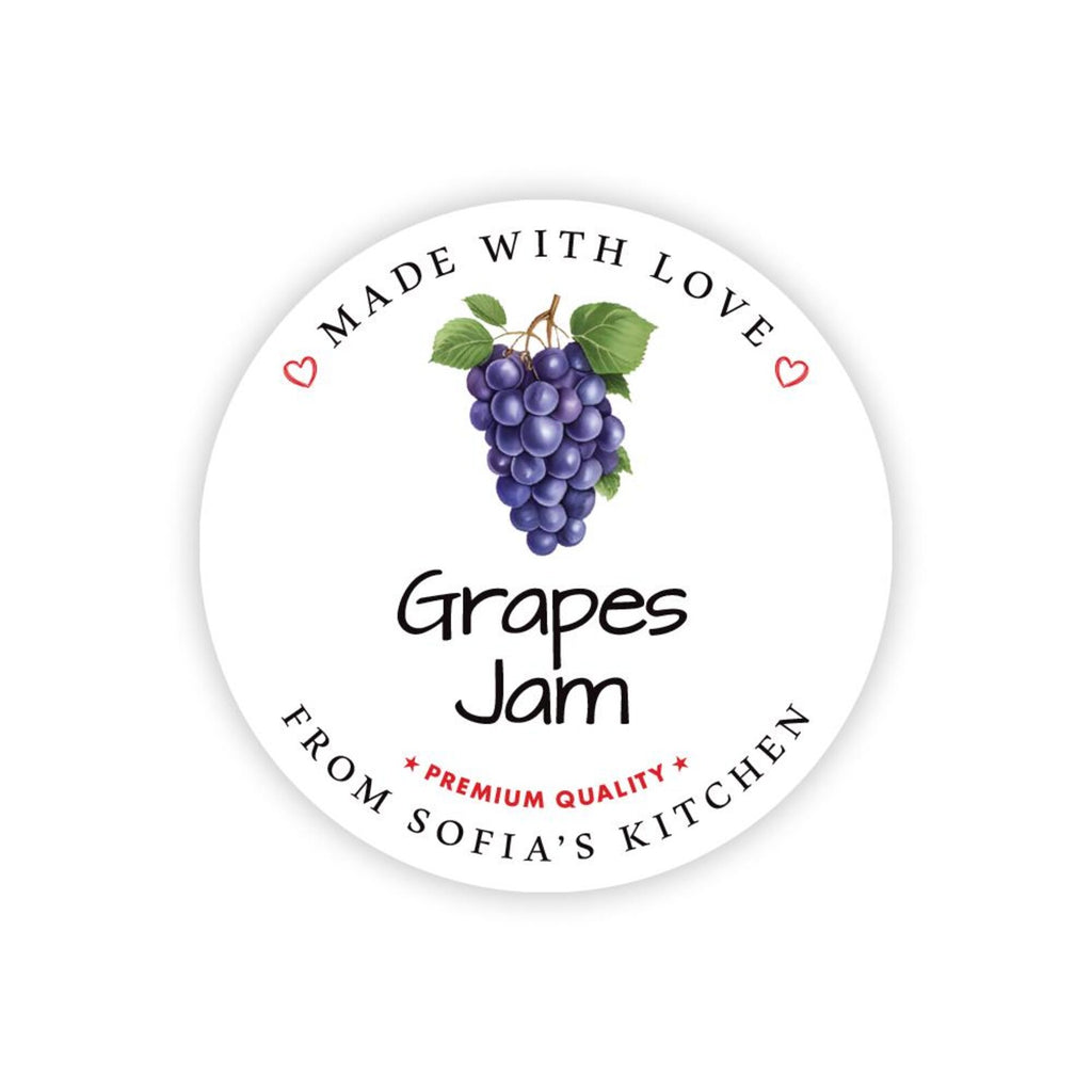 Personalized Grape Jam Roll Labels, Custom Grape Jelly Product Stickers, Business Grape Jelly Labels for Jars, Canning, Lid Stickers