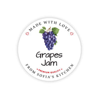 Personalized Grape Jam Roll Labels, Custom Grape Jelly Product Stickers, Business Grape Jelly Labels for Jars, Canning, Lid Stickers