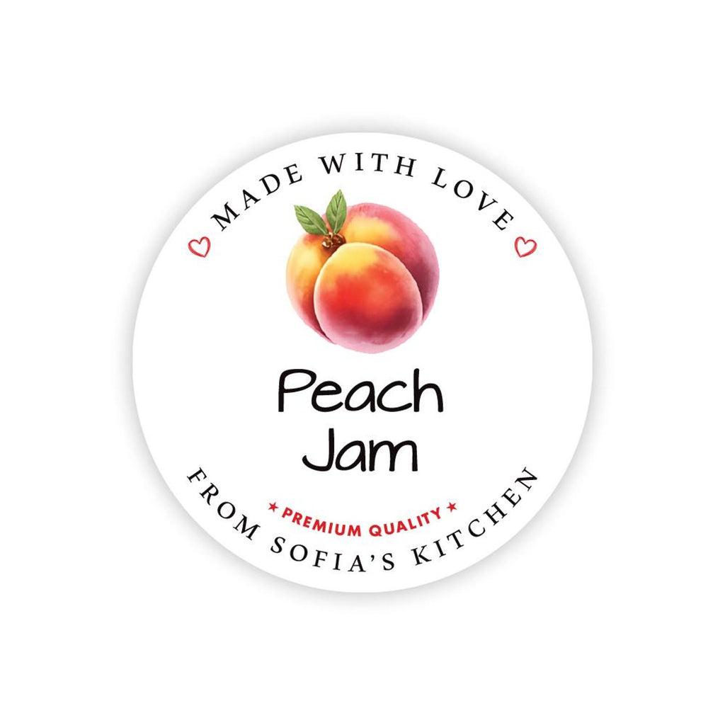 Personalized Peach Jam Roll Labels, Custom Peach Jam Product Stickers, Business Peach Jam Labels for Jars, Peach Jam Canning, Lid Stickers