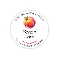 Personalized Peach Jam Roll Labels, Custom Peach Jam Product Stickers, Business Peach Jam Labels for Jars, Peach Jam Canning, Lid Stickers