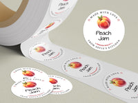 Personalized Peach Jam Roll Labels, Custom Peach Jam Product Stickers, Business Peach Jam Labels for Jars, Peach Jam Canning, Lid Stickers
