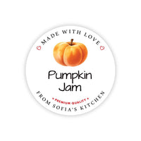Personalized Pumpkin Jam Roll Labels, Custom Pumpkin Jam Product Stickers, Business Pumpkin Jam Labels for Jars, Canning, Lid Stickers