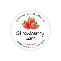 Personalized Strawberry Jam Roll Labels, Custom Strawberry Jam Product Stickers, Business Labels for Jars, Jam Canning, Lid Stickers