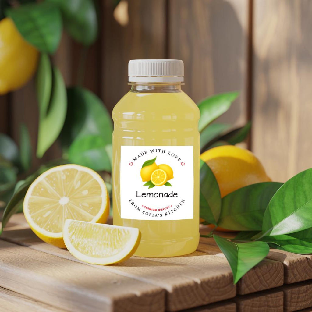 Personalized Lemonade Roll Labels, Custom Lemonade Product Stickers, Business Labels for Bottles & Jars, Homemade, Canning, Lid Stickers
