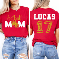 Custom Football Mom Shirt, Name and Number Football Shirt, Personalized Football Mom Tee, Front Back