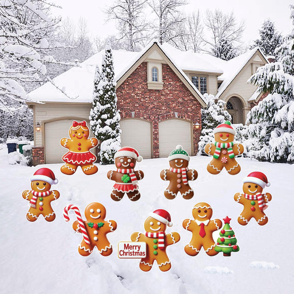 Christmas Gingerbread Man Yard Signs, Outdoor Lawn Decorations with Stakes, Holiday Garden Patio Pathway Xmas House Party Décor