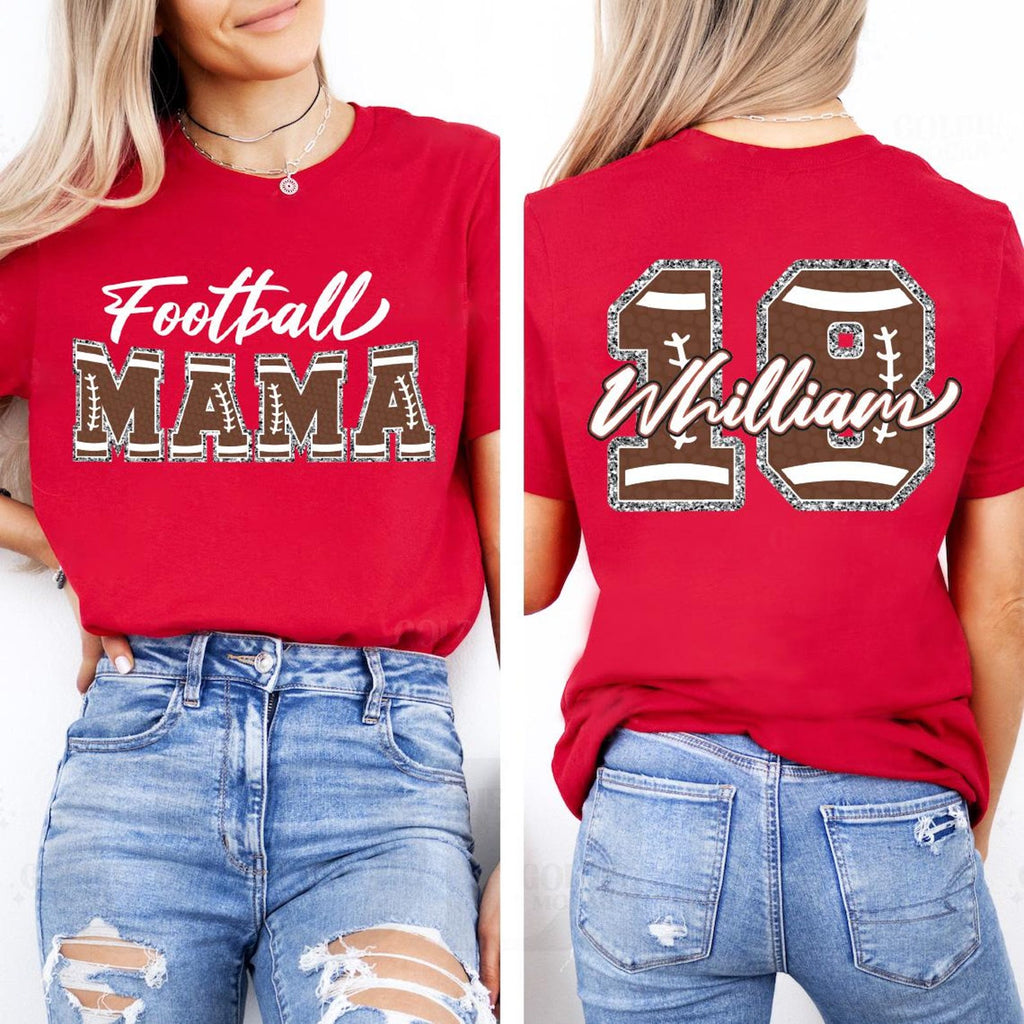Personalized Football Mom Shirt, Custom Gameday Football Shirt, Football Mama Tee, Front Back