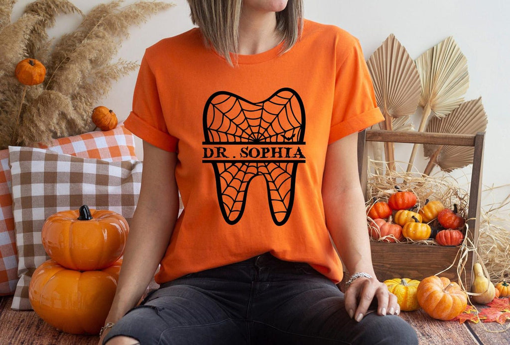 Personalized Halloween Tooth Shirt, Dental Squad Funny Shirt, Dental Hygienist Fall Tee