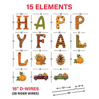Happy Fall Yard Sign with Metal Stakes, Pumpkin Truck Maple Leaf Pine Cone Lawn Decorations, Autumn Harvest Thanksgiving Outdoor Décor
