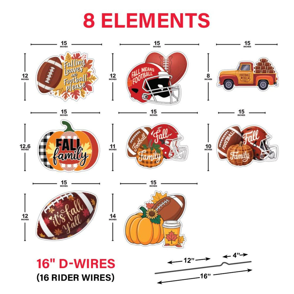 Fall Football Yard Signs with Stakes, Autumn Harvest Pumpkin Lawn Decorations, Thanksgiving Outdoor Garden Patio Sports Party Game Day Décor