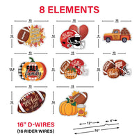 Fall Football Yard Signs with Stakes, Autumn Harvest Pumpkin Lawn Decorations, Thanksgiving Outdoor Garden Patio Sports Party Game Day Décor