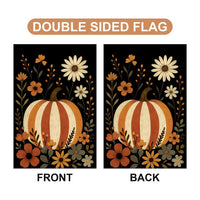 Rustic Pumpkin Garden Flag, Neutral Fall Floral Yard Flag, Autumn Striped Pumpkin Outdoor Decor, Harvest Thanksgiving Welcome Banner