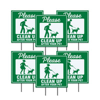 Pack of 6 Please Clean Up After Your Pet Yard Sign - Coroplast Keep Off Grass No Pooping Dog Yard Sign with Stakes