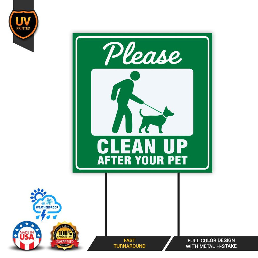 Pack of 6 Please Clean Up After Your Pet Yard Sign - Coroplast Keep Off Grass No Pooping Dog Yard Sign with Stakes