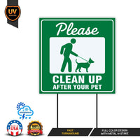 Pack of 6 Please Clean Up After Your Pet Yard Sign - Coroplast Keep Off Grass No Pooping Dog Yard Sign with Stakes