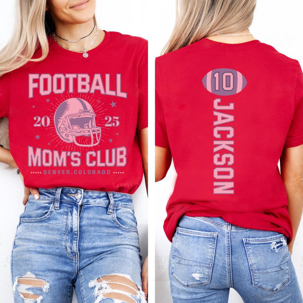 Custom Football Shirt, Personalized Sport Mom Athlete Jersey Number Shirt, Game Day Mama Tee, Front Back