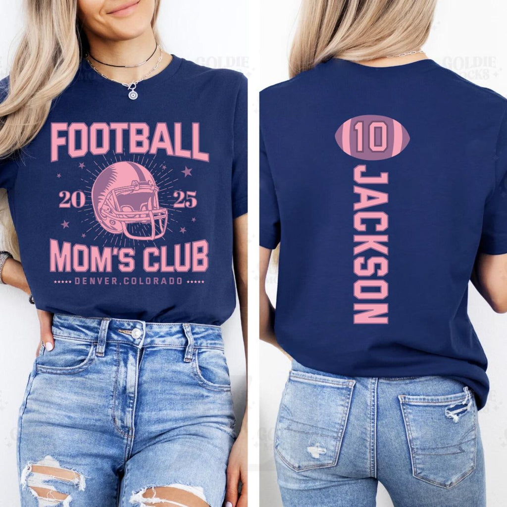Custom Football Shirt, Personalized Sport Mom Athlete Jersey Number Shirt, Game Day Mama Tee, Front Back