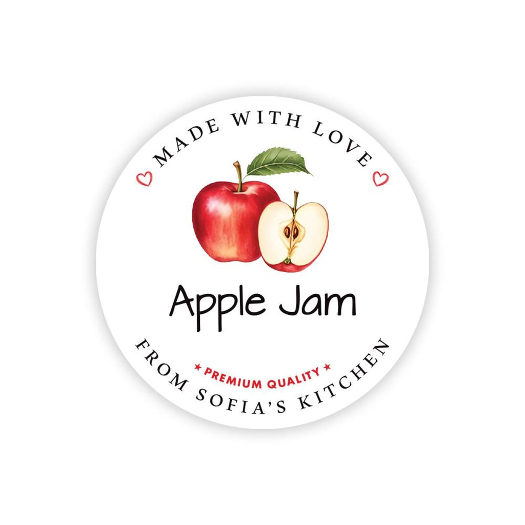 Personalized Apple Jam Roll Labels, Custom Apple Jam Product Stickers, Business Apple Jam Labels for Jars, Apple Jam Canning, Lid Stickers