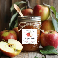 Personalized Apple Jam Roll Labels, Custom Apple Jam Product Stickers, Business Apple Jam Labels for Jars, Apple Jam Canning, Lid Stickers