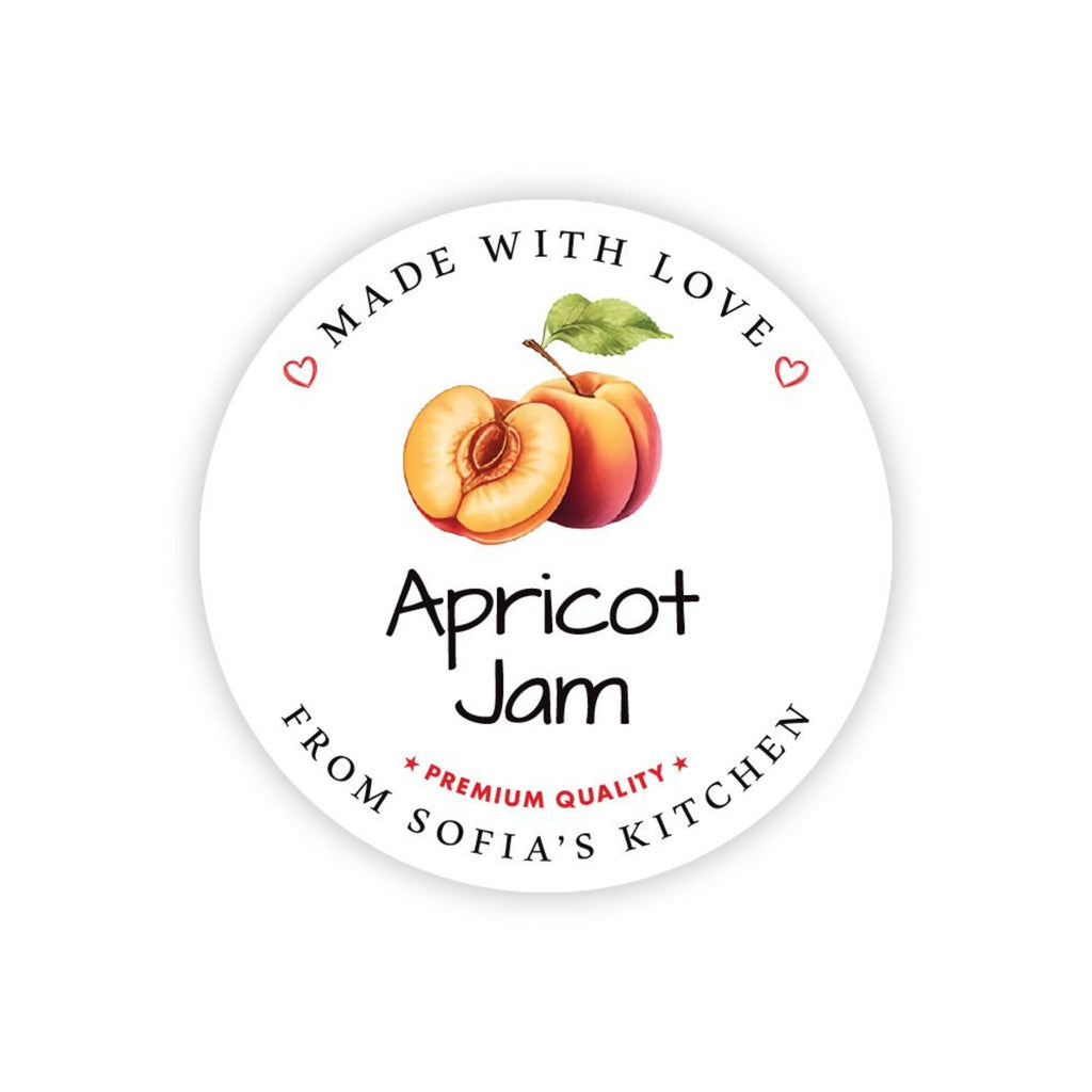 Personalized Apricot Jam Roll Labels, Custom Apricot Jam Product Stickers, Business Apricot Jam Labels for Jars, Canning, Lid Stickers