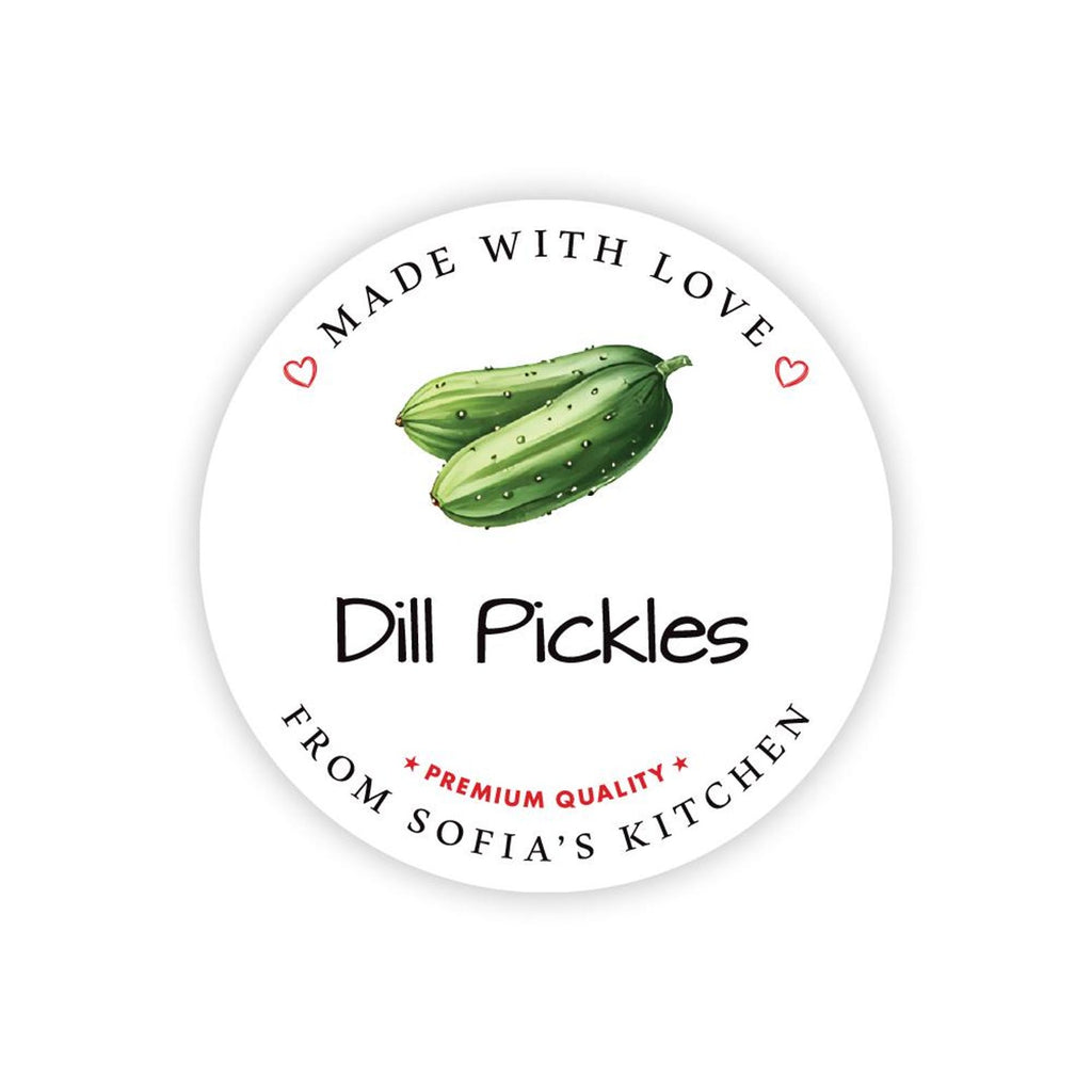 Personalized Dill Pickle Roll Labels, Custom Pickle Product Stickers, Business Dill Pickle Labels for Jars, Pickle Canning, Lid Stickers
