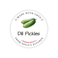 Personalized Dill Pickle Roll Labels, Custom Pickle Product Stickers, Business Dill Pickle Labels for Jars, Pickle Canning, Lid Stickers