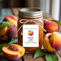 Personalized Peach Jam Roll Labels, Custom Peach Jam Product Stickers, Business Peach Jam Labels for Jars, Peach Jam Canning, Lid Stickers