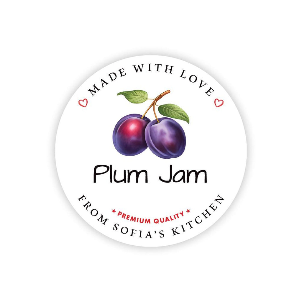 Personalized Plum Jam Roll Labels, Custom Plum Jam Product Stickers, Business Plum Jam Labels for Jars, Plum Jam Canning, Lid Stickers