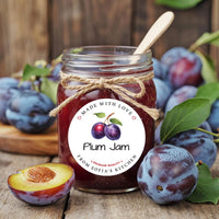 Personalized Plum Jam Roll Labels, Custom Plum Jam Product Stickers, Business Plum Jam Labels for Jars, Plum Jam Canning, Lid Stickers