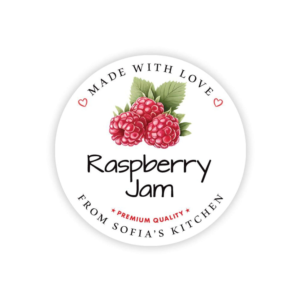 Personalized Raspberry Jam Roll Labels, Custom Raspberry Jam Product Stickers, Business Raspberry Jam Labels for Jars, Canning, Lid Stickers