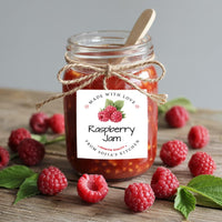 Personalized Raspberry Jam Roll Labels, Custom Raspberry Jam Product Stickers, Business Raspberry Jam Labels for Jars, Canning, Lid Stickers