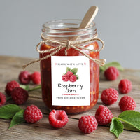 Personalized Raspberry Jam Roll Labels, Custom Raspberry Jam Product Stickers, Business Raspberry Jam Labels for Jars, Canning, Lid Stickers