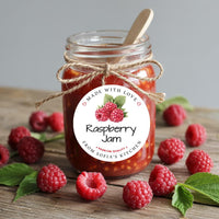 Personalized Raspberry Jam Roll Labels, Custom Raspberry Jam Product Stickers, Business Raspberry Jam Labels for Jars, Canning, Lid Stickers