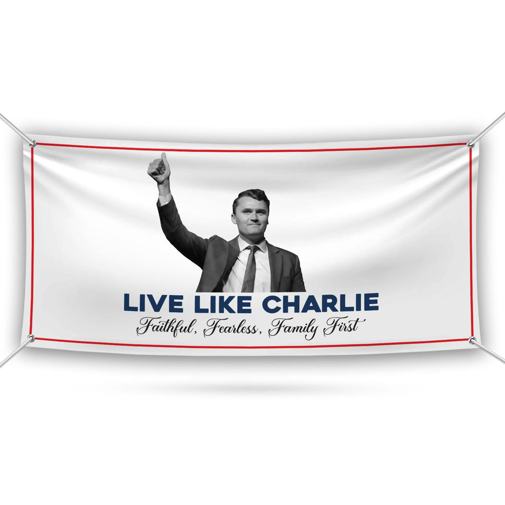 Charlie Kirk Is My Hero Banner Sign, Justice For Charlie Kirk Political Sign, A True Patriot Charlie Kirk Vinyl Banner with Metal Grommets