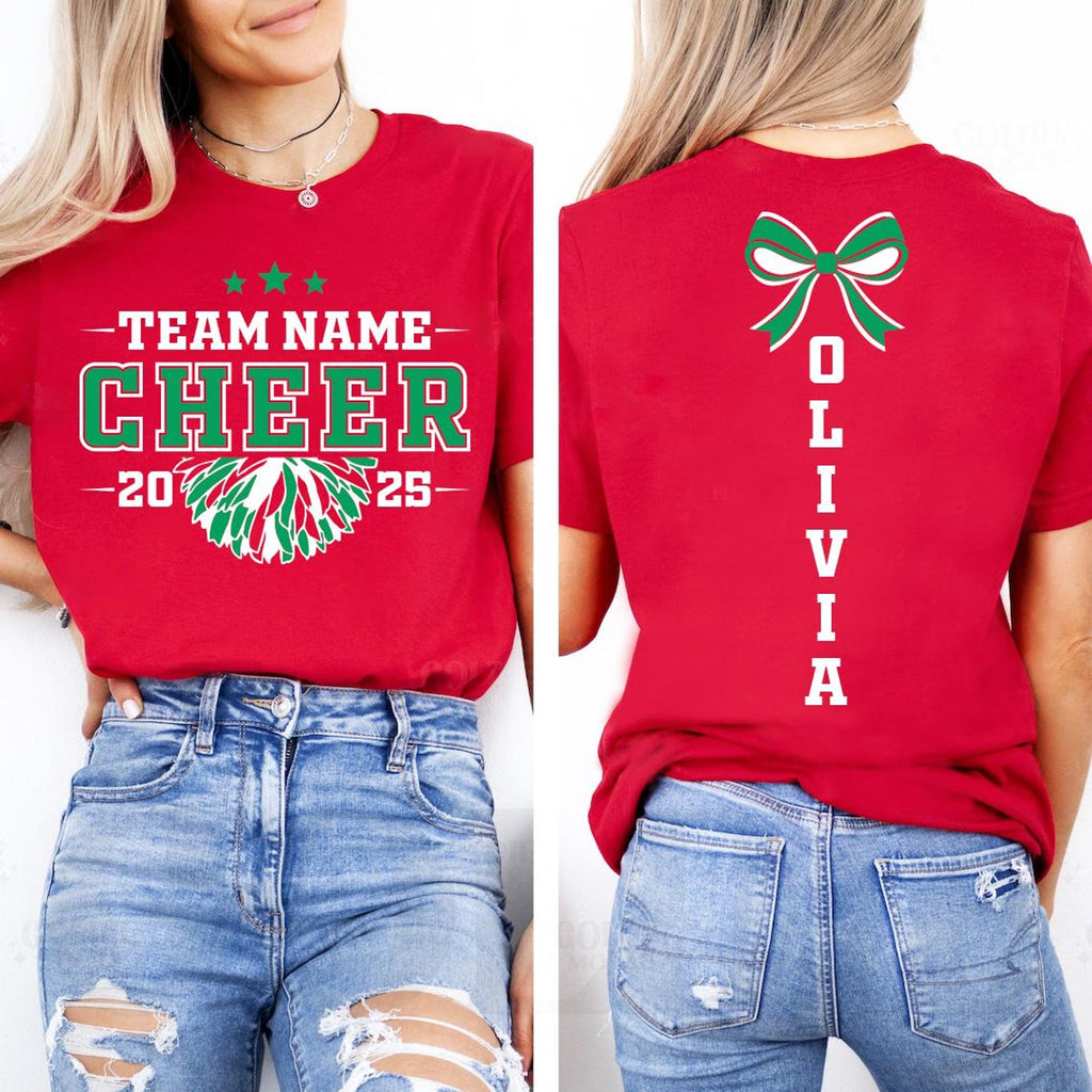 Personalized Cheer Team Name Shirt, Custom Cheerleader Gift Shirt, Cheer Mom with Name Tee, Front Back