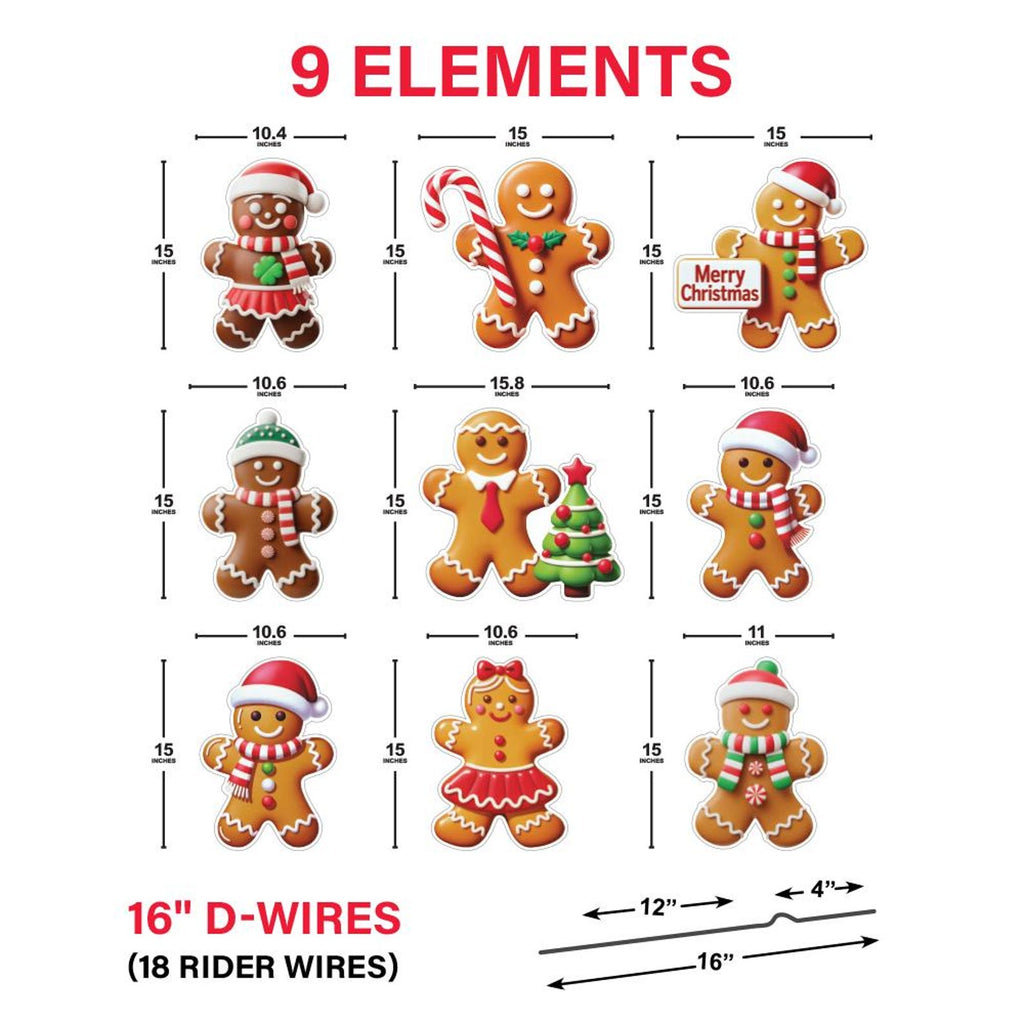 Christmas Gingerbread Man Yard Signs, Outdoor Lawn Decorations with Stakes, Holiday Garden Patio Pathway Xmas House Party Décor