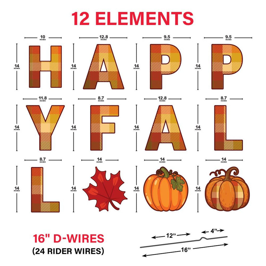 Happy Fall Yard Sign with Metal Stakes, Thanksgiving Lawn Decorations, Autumn Harvest Pumpkin Maple Leaf Outdoor Patio Garden Walkway Décor