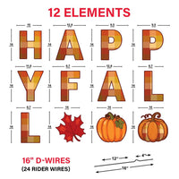Happy Fall Yard Sign with Metal Stakes, Thanksgiving Lawn Decorations, Autumn Harvest Pumpkin Maple Leaf Outdoor Patio Garden Walkway Décor