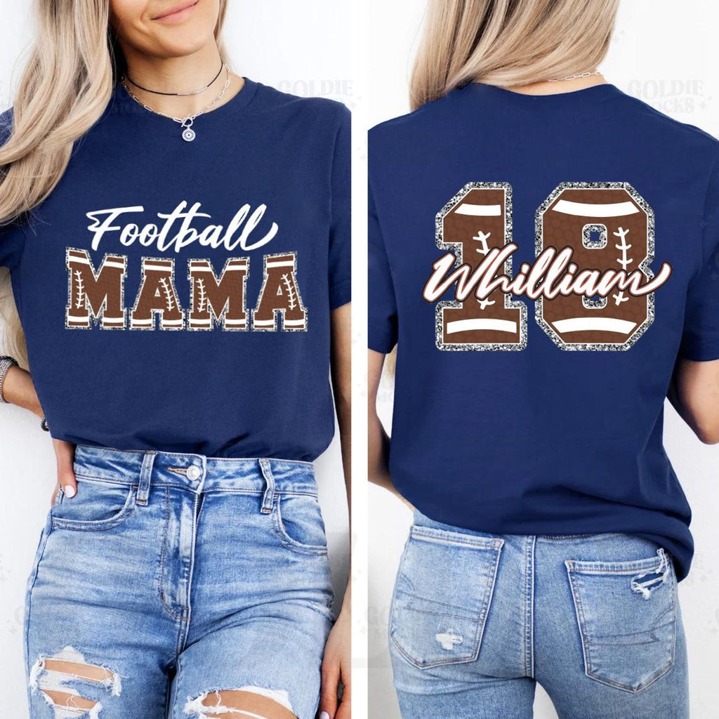 Personalized Football Mom Shirt, Custom Gameday Football Shirt, Football Mama Tee, Front Back
