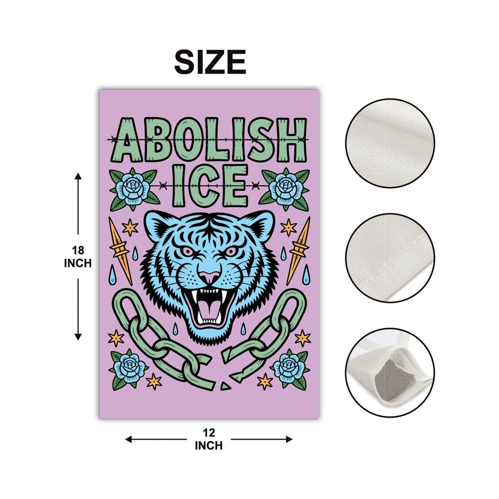 Abolish ICE Garden Flag, 12x18 Inch Double Sided, Democracy Not Oligarchy, Anti-Trump Flag, Resist Racism, Resist Fascism