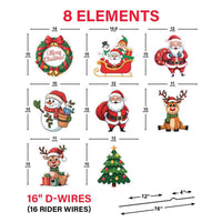Christmas Yard Signs with Stakes, Outdoor Santa Reindeer Snowman Tree Wreath Décor, Cute Xmas Party Lawn Garden Holiday Decorations