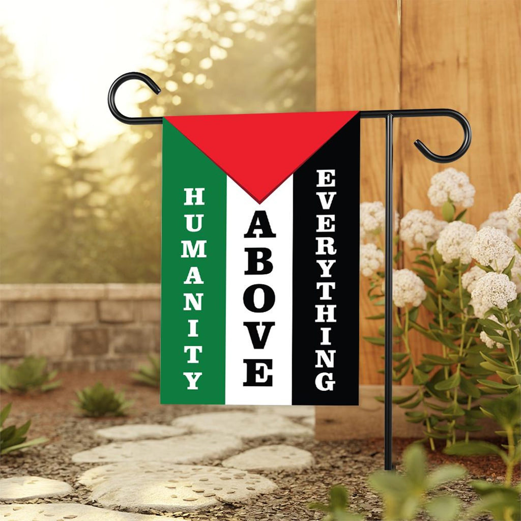 Free Palestine Garden Flag, Humanity Above Everything Yard Flag, Palestinian Support Outdoor Decor, Gaza Aid Double Sided Protest Banner