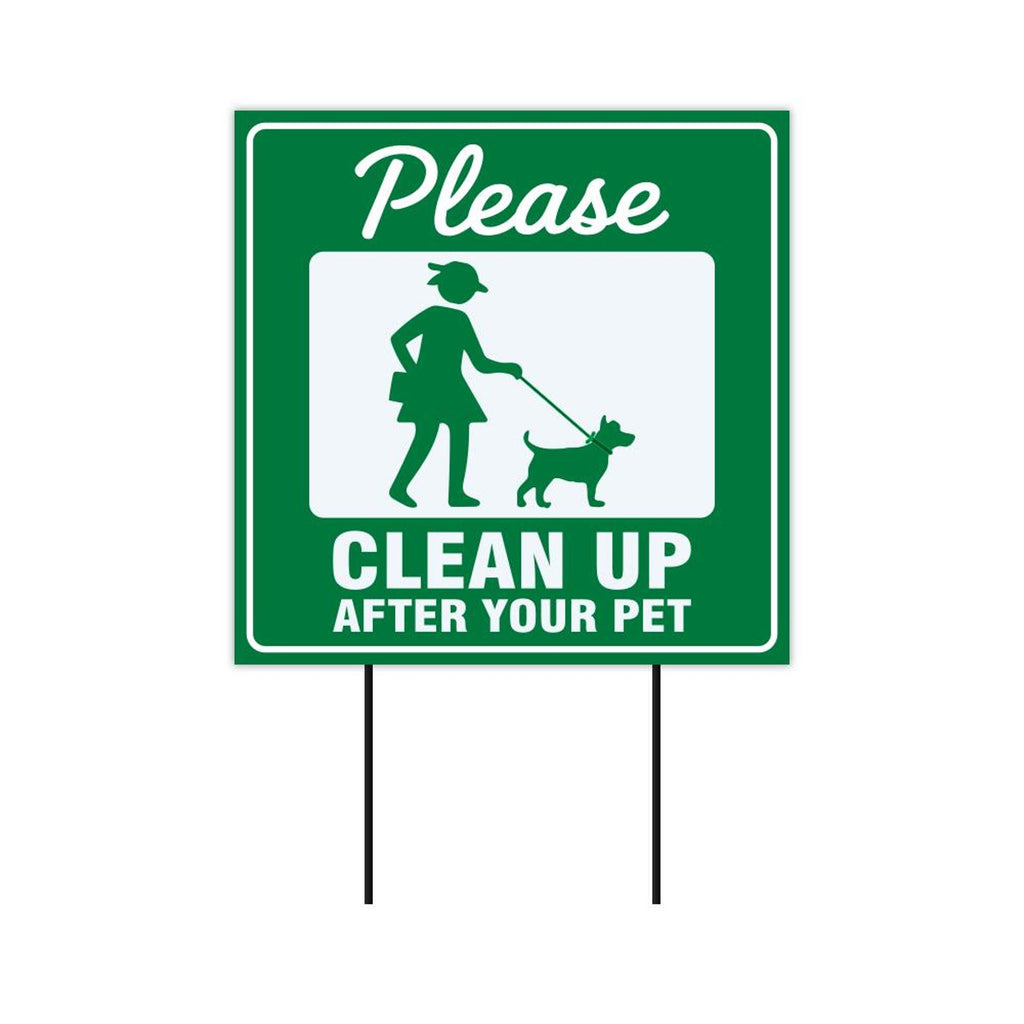 Pack of 6 Please Clean Up After Your Pet Yard Sign - Coroplast Keep Off Grass No Pooping Dog Yard Sign with Stakes