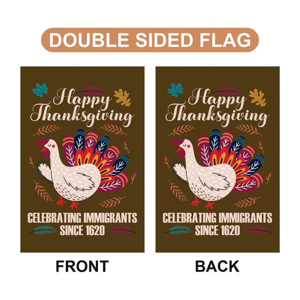 Celebrating Immigrants Since 1620 Garden Flag, Pro-Immigration Yard Flag, Fall Thanksgiving Equality Decor, Liberal Outdoor Statement Flag