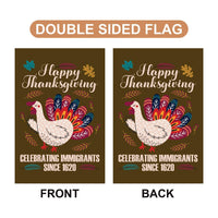 Celebrating Immigrants Since 1620 Garden Flag, Pro-Immigration Yard Flag, Fall Thanksgiving Equality Decor, Liberal Outdoor Statement Flag