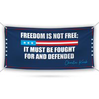 Charlie Kirk Banner Sign, Justice For Charlie Kirk Political Sign, A True Patriot Charlie Kirk Vinyl Banner with Metal Grommets