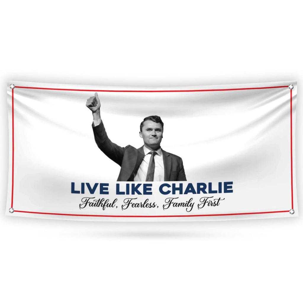 Charlie Kirk Is My Hero Banner Sign, Justice For Charlie Kirk Political Sign, A True Patriot Charlie Kirk Vinyl Banner with Metal Grommets